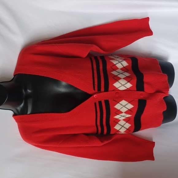 Vtg Rafaella Red Plaid Long Sleeve wool/Angora  Cardigan - Picture 1 of 8